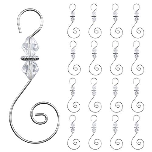 INCREWAY Ornament Hooks, 30 PCS Silver S-Shaped Hangers Hook Swirl Christmas Tree Hanger Metal Hooks with Crystal Beaded - Image 1