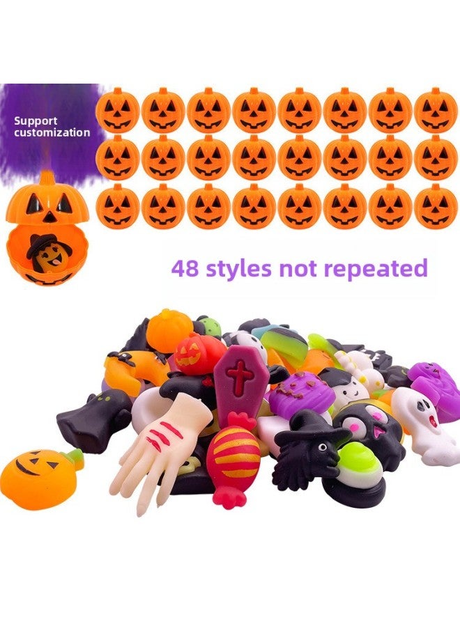 Cross Border Halloween Pinch Fun Toy Trick Mini Pumpkin Bucket Decompression Party Gift Set Blind Box Toy-Color:C [bagged, 24 Pumpkins +48 Pinching Music]] - Image 1