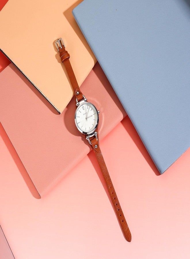 BUREI Women Watches Simple Leather Strap Watch Luxury Quartz Watches Small Thin Ladies Watch Bracelet Band Wristwatch Relogio Feminino (Brown and Black) - Image 4