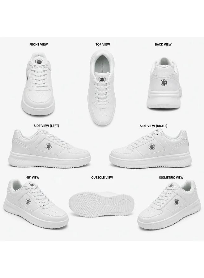 Lumberjack white Men's White Casual Sneakers | Lightweight Lace-Up Walking Shoes | Comfortable Everyday Fashion Shoes | Low-Top Lifestyle Sneakers for Men | Best Price UAE