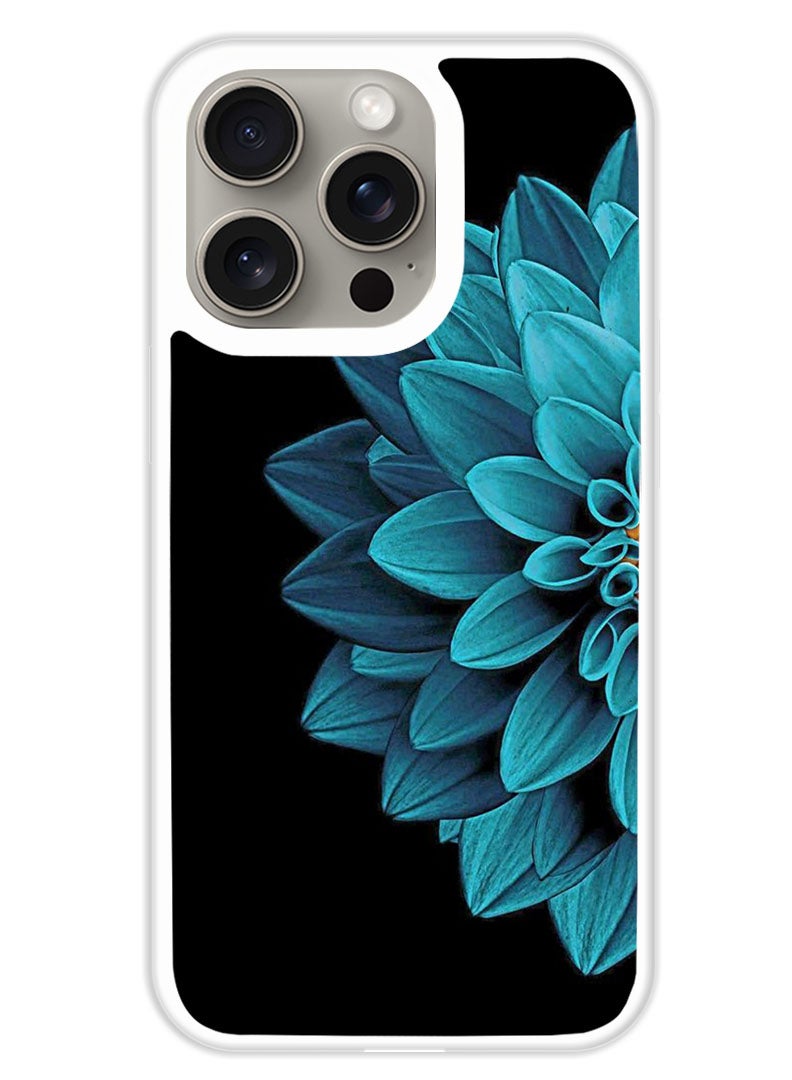 Theodor Protective Case Cover For APPLE IPHONE 15 Pro Blue Flower (White Bumper) - Image 1