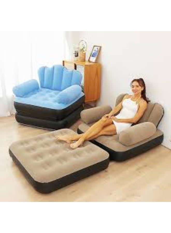 كرسي أريكة قابل للنفخ متعدد الوظائف، سرير أريكة قابل للطي، للاستخدام الداخلي والخارجي - Image 1