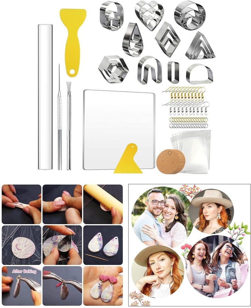 كلاراكو قواطع طين بوليمر من الفولاذ المقاوم للصدأ، قواطع طين لصنع الأقراط والقلائد - 130 قطعة - Image 5