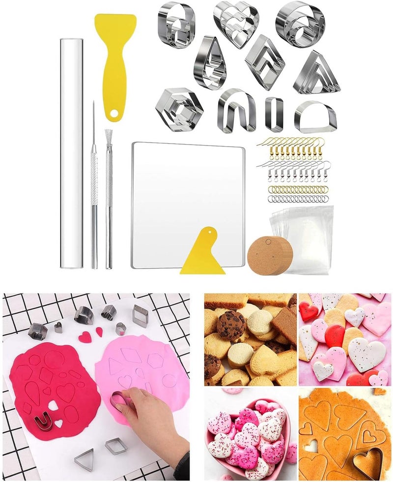 كلاراكو قواطع طين بوليمر من الفولاذ المقاوم للصدأ، قواطع طين لصنع الأقراط والقلائد - 130 قطعة - Image 4