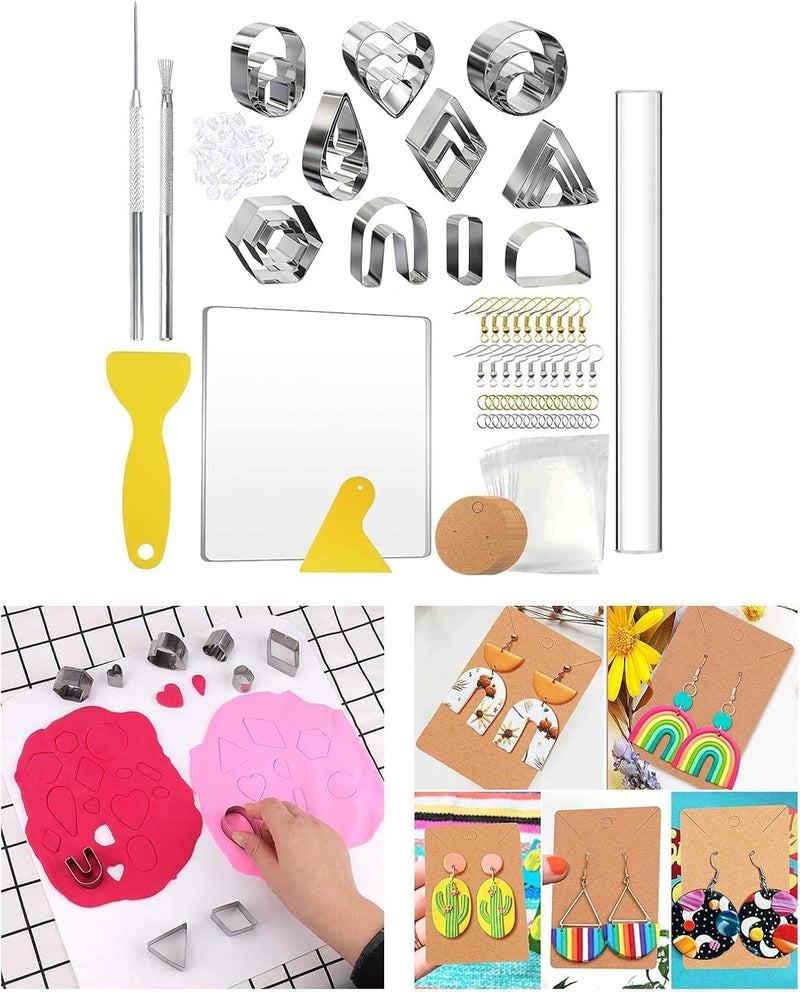 كلاراكو قواطع طين بوليمر من الفولاذ المقاوم للصدأ، قواطع طين لصنع الأقراط والقلائد - 130 قطعة - Image 3