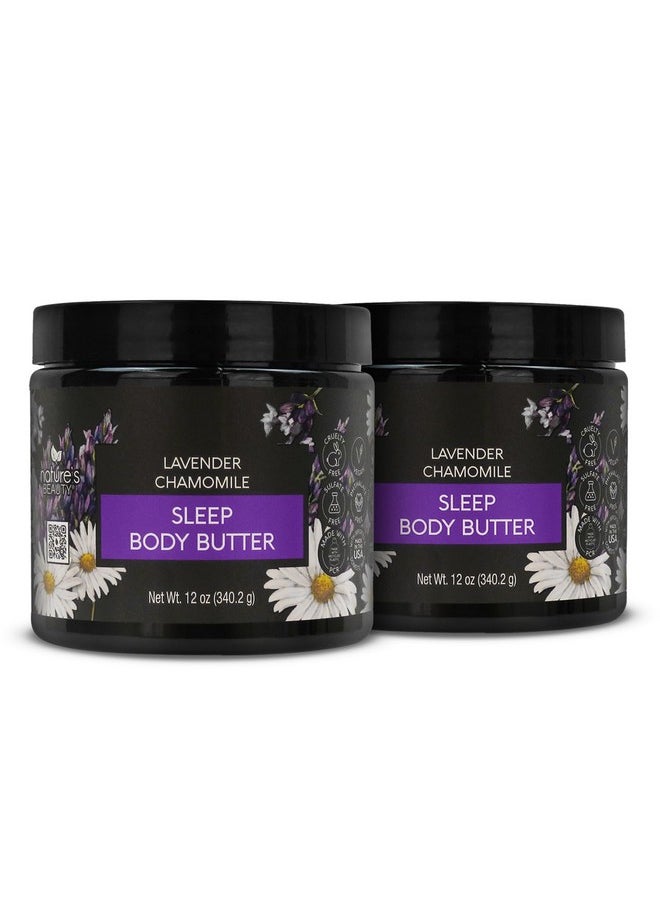 Nature's Beauty Lavender Chamomile Sleep Body Butter Multipack Sleep Well Luxury Rich Moisturizer Relax + Calm Your Skin Made Wshea Butter Jojoba + Moringa Seed Oils 12 Oz (2 Pack)  - Image 1