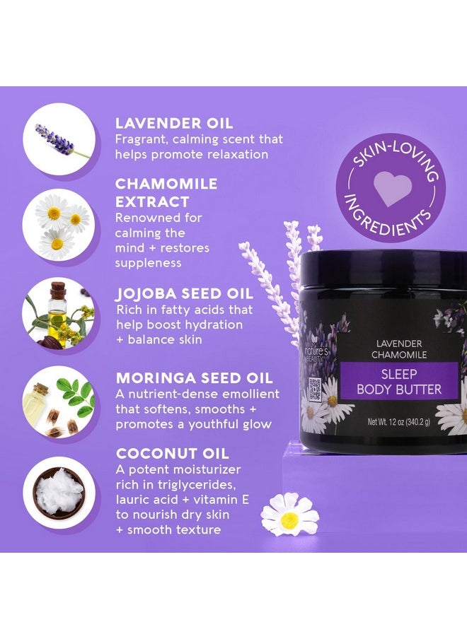 Nature's Beauty Lavender Chamomile Sleep Body Butter Multipack Sleep Well Luxury Rich Moisturizer Relax + Calm Your Skin Made Wshea Butter Jojoba + Moringa Seed Oils 12 Oz (2 Pack)  - Image 2