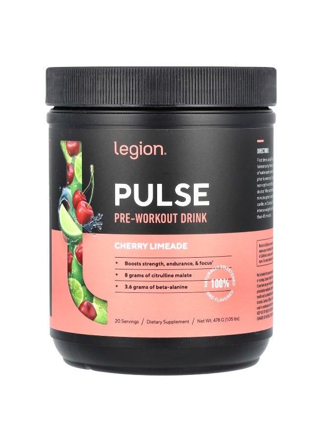 Legion Athletics Legion Athletics, Pulse, Pre-Workout Drink, Cherry Limeade, 1.05 lbs (478 g)  - Image 1