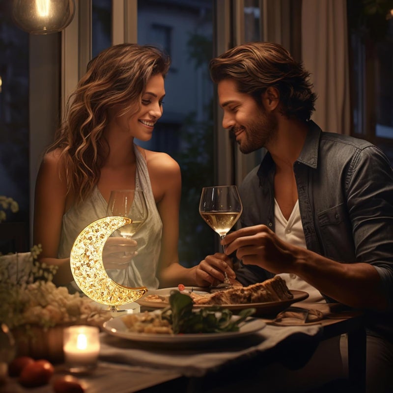 Eworld Moon Night Light, 3-Color Dimmable Touch Rechargeable Crescent Table Lamp - Image 5