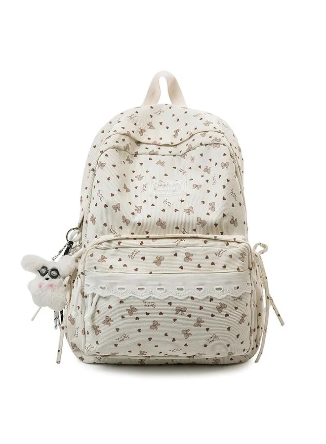 Take Two Bow and Heart Print Kids Backpack with Lace Trim