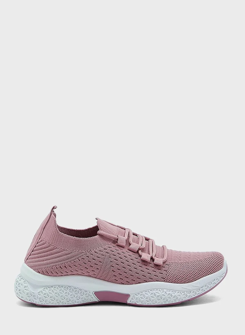 Ginger Knit Lace Up Sole Detail Comfort Sneaker