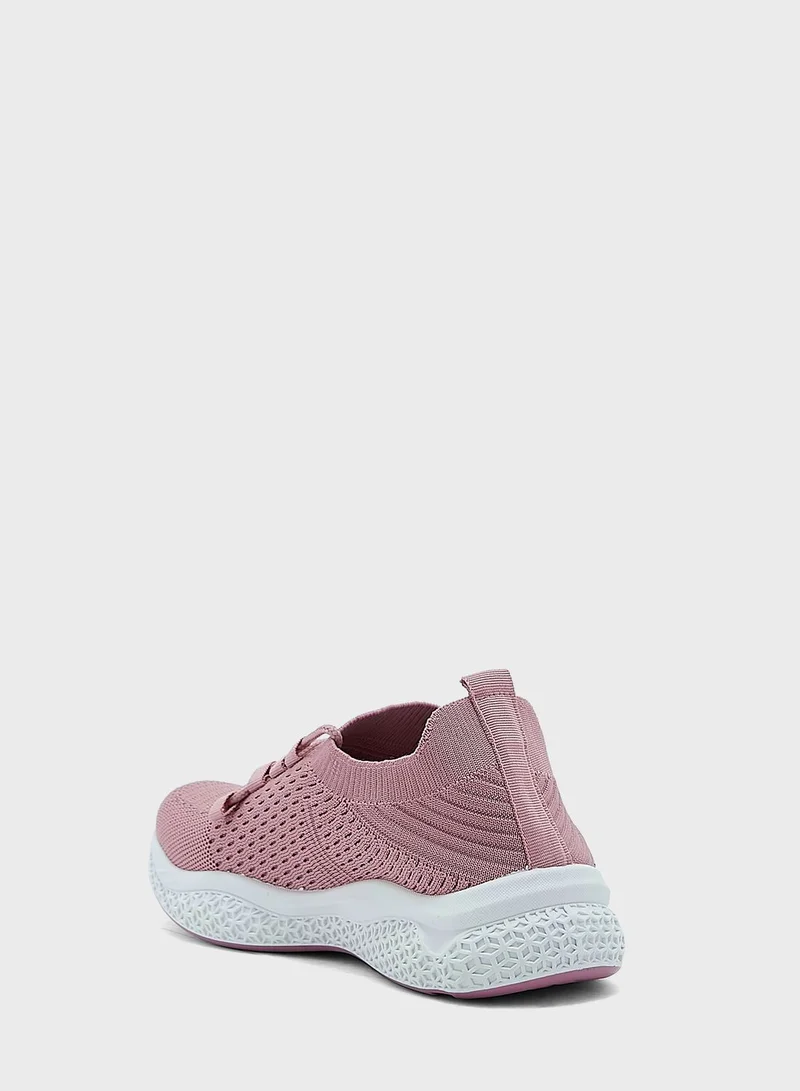 Ginger Knit Lace Up Sole Detail Comfort Sneaker