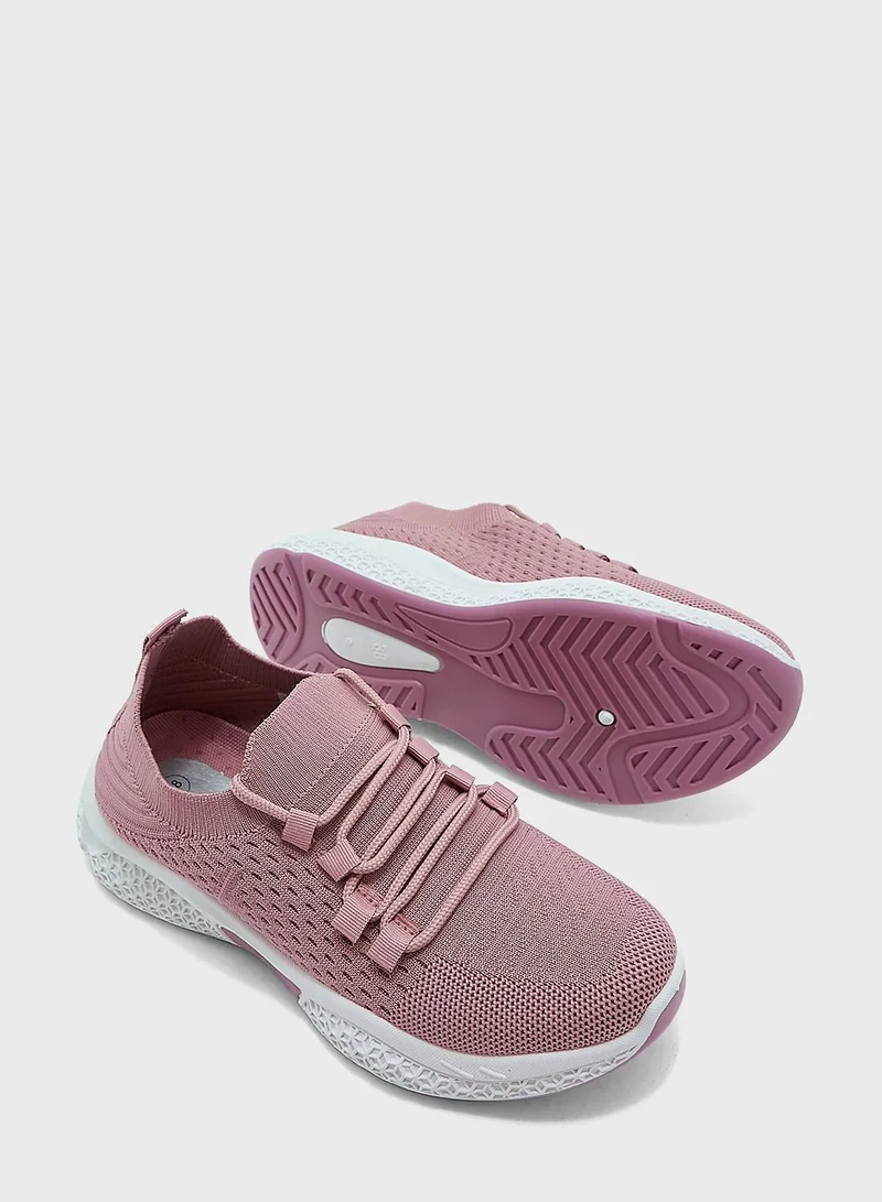 Ginger Knit Lace Up Sole Detail Comfort Sneaker