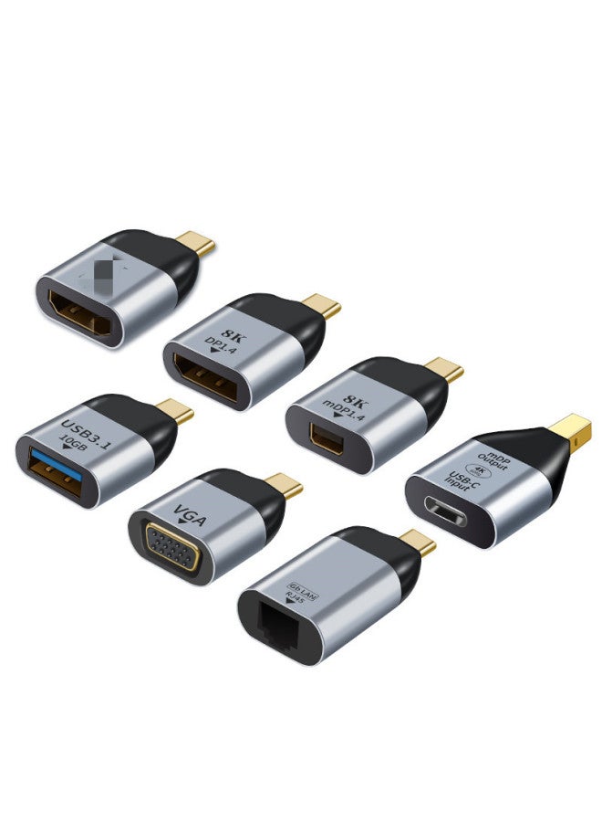 Type-c To Hdtv Adapter For 4k60hz Hd Video Transmission Vga/mdp/gb/mdp Screen Projection High-definition Digital Converter-Color:Generation C Revolution RJ45 Female Gigabit Short Line  - Image 2