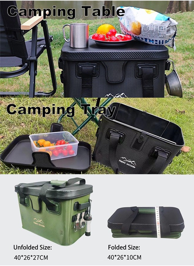 happy outside - 28L Family Picnic Storage Box - Convertible Portable Table & Waterproof Organizer, Hard Top Design with EVA Material, Antibacterial & Scratch Resistant - Foldable for BBQ Utensils, Kids Toys, Camping Chairs, Home Essentials (Army Green) - Image 1