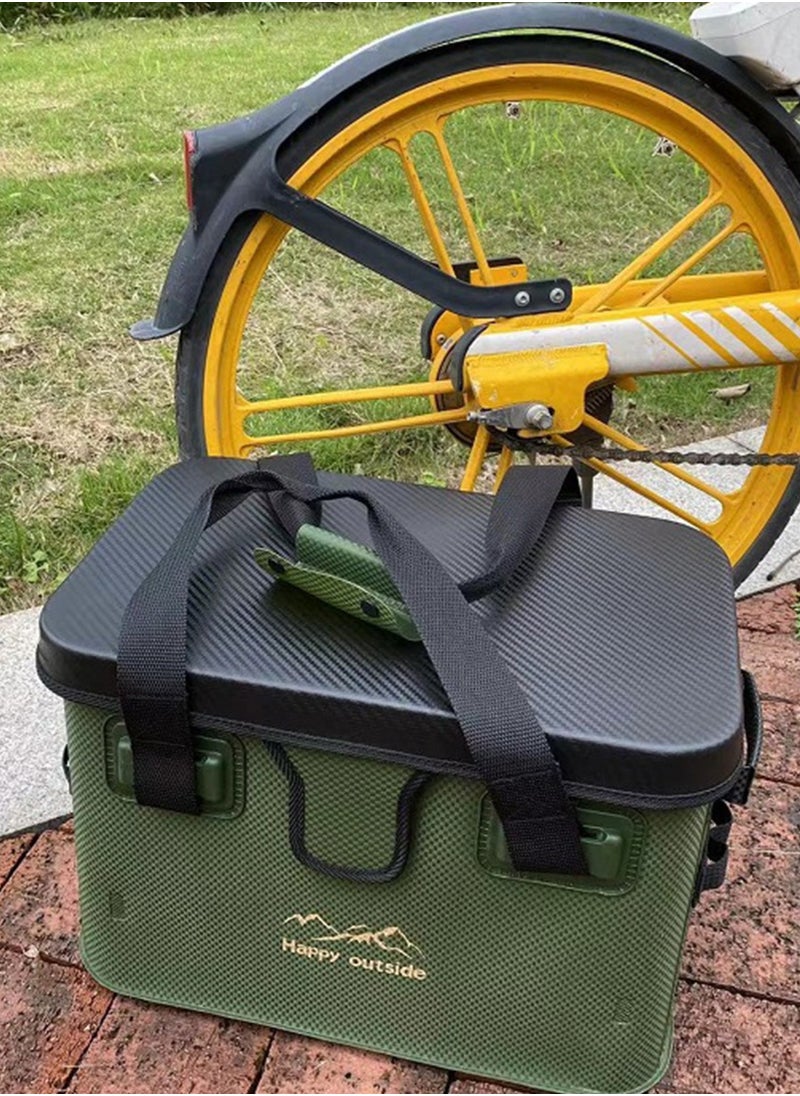 happy outside - 28L Family Picnic Storage Box - Convertible Portable Table & Waterproof Organizer, Hard Top Design with EVA Material, Antibacterial & Scratch Resistant - Foldable for BBQ Utensils, Kids Toys, Camping Chairs, Home Essentials (Army Green) - Image 1