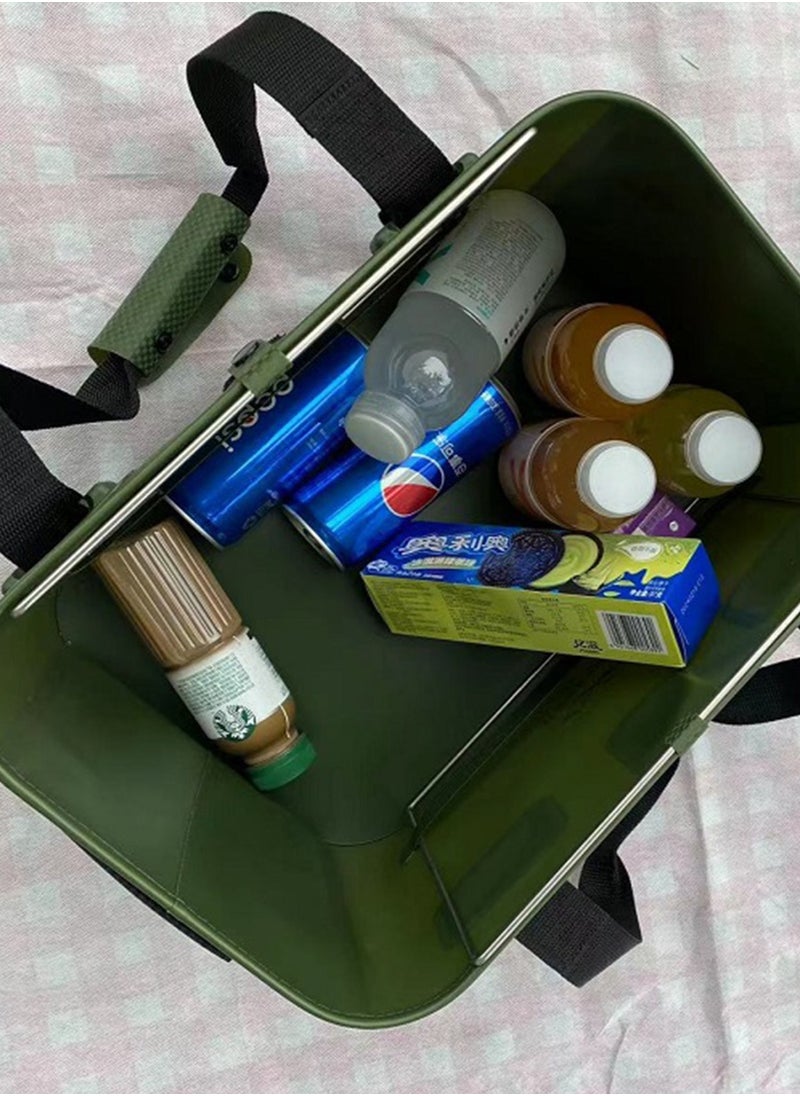 happy outside - 28L Family Picnic Storage Box - Convertible Portable Table & Waterproof Organizer, Hard Top Design with EVA Material, Antibacterial & Scratch Resistant - Foldable for BBQ Utensils, Kids Toys, Camping Chairs, Home Essentials (Army Green) - Image 1