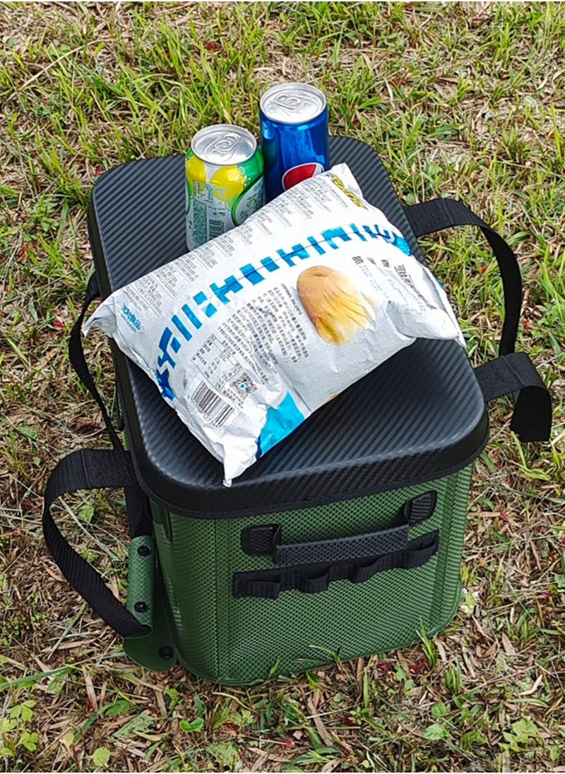 happy outside - 28L Family Picnic Storage Box - Convertible Portable Table & Waterproof Organizer, Hard Top Design with EVA Material, Antibacterial & Scratch Resistant - Foldable for BBQ Utensils, Kids Toys, Camping Chairs, Home Essentials (Army Green) - Image 1