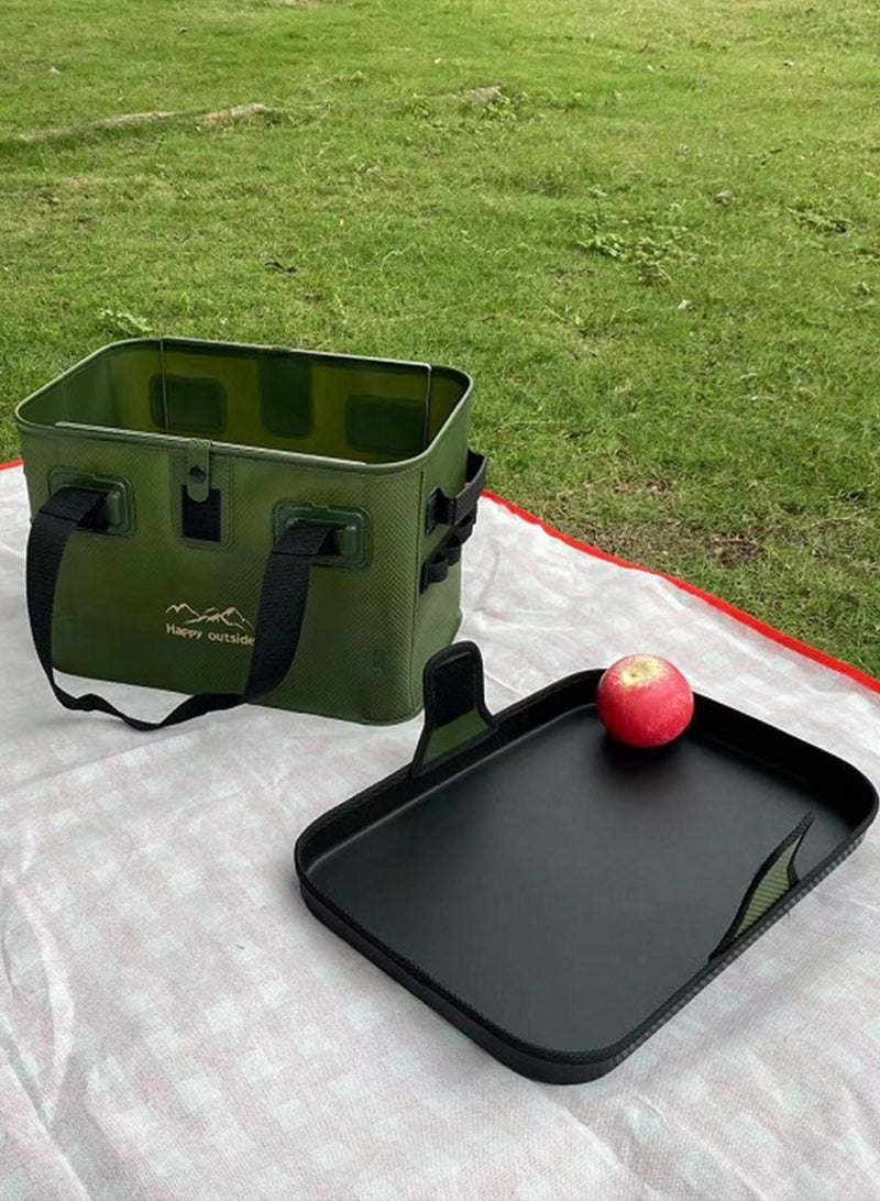 happy outside Family Travel Table Bag - Convertible Portable Box & Waterproof Organizer, Hard Top Design with Thick EVA Material, Antibacterial & Scratch Resistant - 28L Foldable for BBQ Utensils, Kids Toys, Camping Chairs, Home Essentials (Army Green) Durable Outdoor Box,  Heavy-duty Storage Sack, Waterproof Organizer, Outdoor Storage Bag, Storage Box, Picnic Bag, Tactical Equipment Bag, Suitcase, Simple Small Table - Image 5