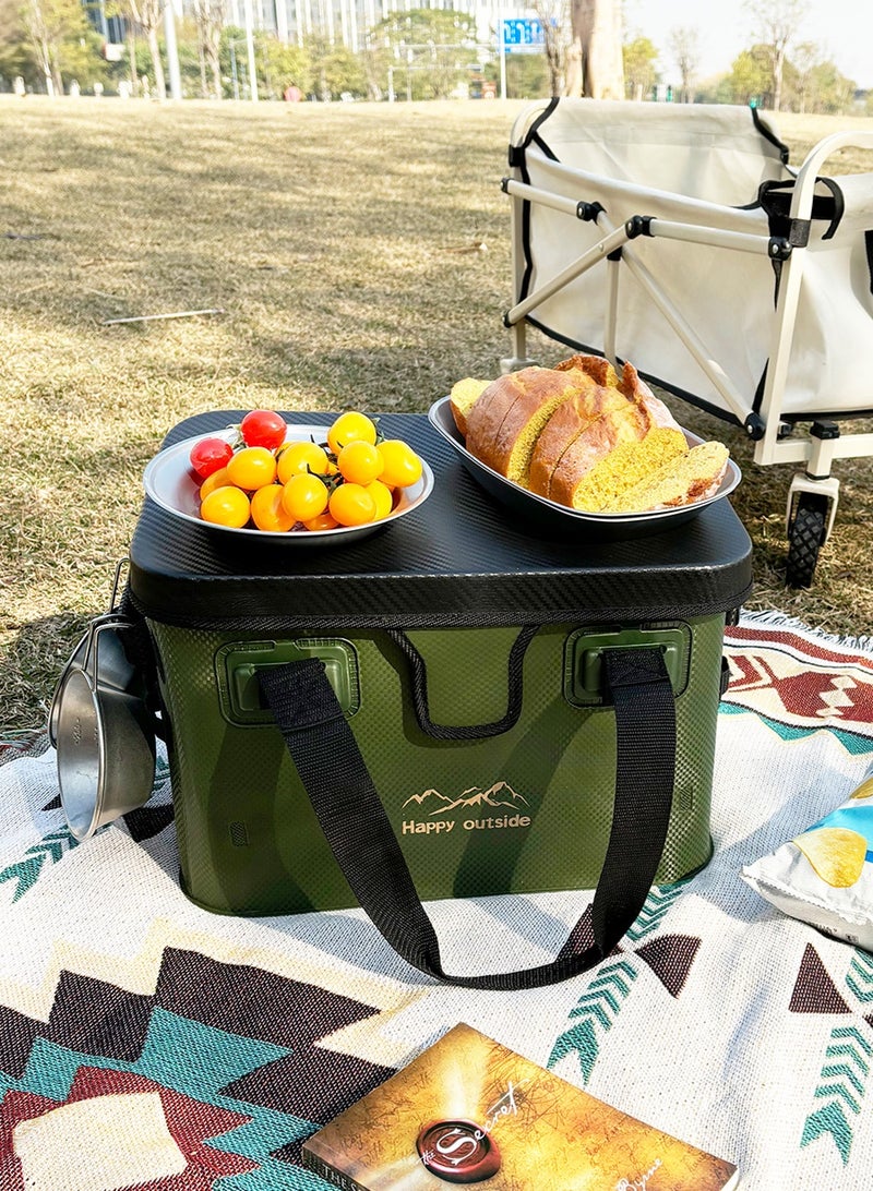 happy outside Family Travel Table Bag - Convertible Portable Box & Waterproof Organizer, Hard Top Design with Thick EVA Material, Antibacterial & Scratch Resistant - 28L Foldable for BBQ Utensils, Kids Toys, Camping Chairs, Home Essentials (Army Green) Durable Outdoor Box,  Heavy-duty Storage Sack, Waterproof Organizer, Outdoor Storage Bag, Storage Box, Picnic Bag, Tactical Equipment Bag, Suitcase, Simple Small Table - Image 3