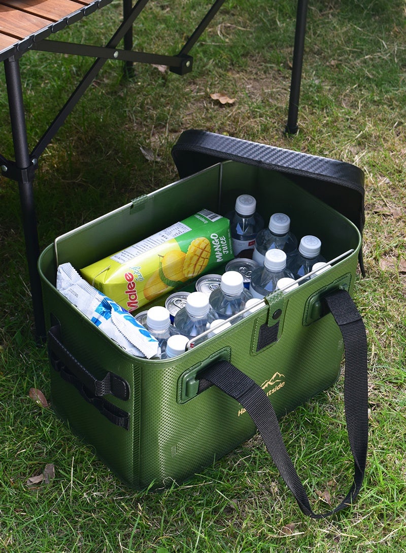 happy outside Family Travel Table Bag - Convertible Portable Box & Waterproof Organizer, Hard Top Design with Thick EVA Material, Antibacterial & Scratch Resistant - 28L Foldable for BBQ Utensils, Kids Toys, Camping Chairs, Home Essentials (Army Green) Durable Outdoor Box,  Heavy-duty Storage Sack, Waterproof Organizer, Outdoor Storage Bag, Storage Box, Picnic Bag, Tactical Equipment Bag, Suitcase, Simple Small Table - Image 2