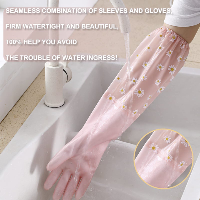Kaq Dishwashing Cleaning Gloves 3 Pairs-Reusable Rubber Gloves Non-Slip Laundry Kitchen Gardening Household Gloves(Long Cuff) - Image 5