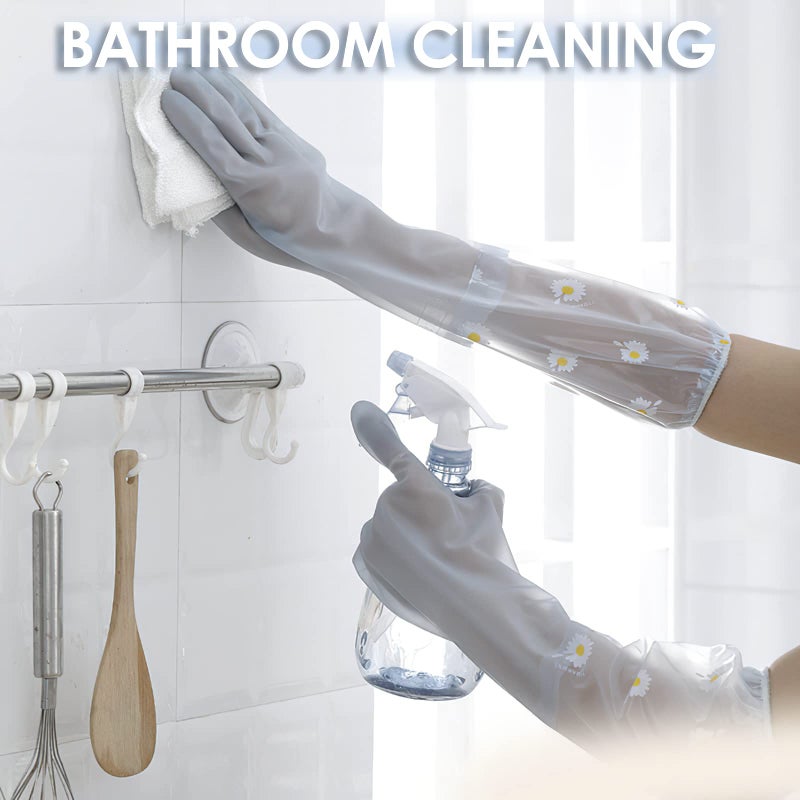 Kaq Dishwashing Cleaning Gloves 3 Pairs-Reusable Rubber Gloves Non-Slip Laundry Kitchen Gardening Household Gloves(Long Cuff) - Image 3