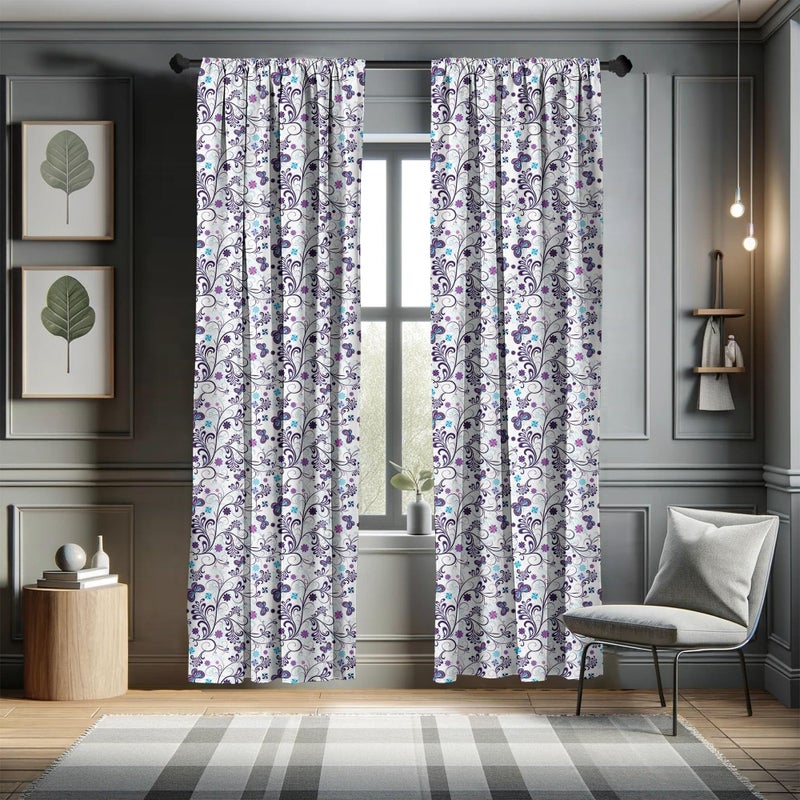 Ambesonne Floral 2 Panel Curtain Set  Spring with Flying Inspirational Butterflies and Swirls Branches Design  Lightweight Window Treatment Living Room Bedroom Decor  Pair of - 28"" x 95""  Purple Blue - Image 5