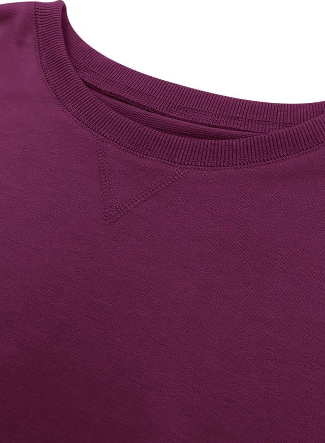 Bingerlily Womens Casual Long Sleeve Sweatshirt Crew Neck Cute Pullover Relaxed Fit Tops, Deep Purple, S - Image 5