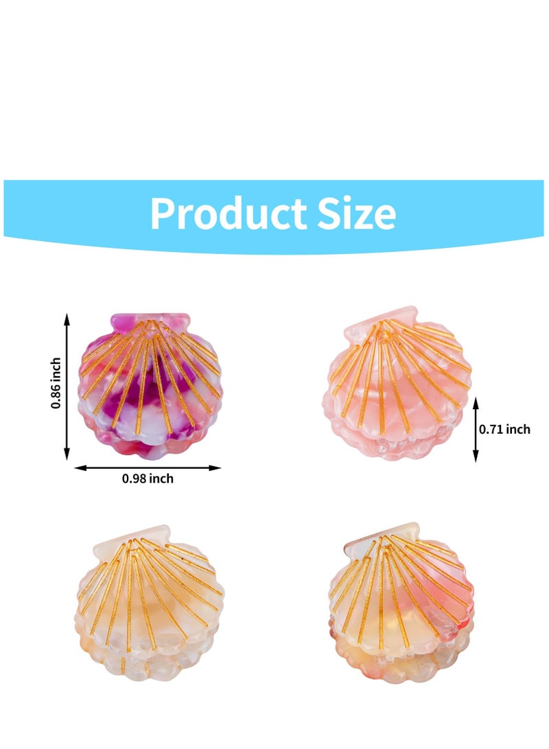 KASTWAVE 4 Pcs Seashell Hair Claw Clips Small Seashell Hair Clips Shell Hair Clip Mini Claw Clips Shell Claw Clip Beach Party Mermaid Hair Accessories Mermaid Birthday Decoration - Image 5