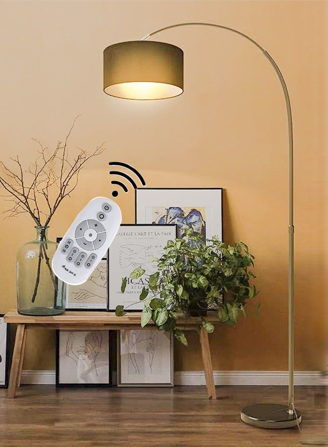 Modern Curved Floor Lamp 3 Levels Remote Control Dimmable Adjustable Height Marble  Base with warm light Bedroom Living Room Office Standard Lamp 12W 185 x38 cm Marble Black - Image 1