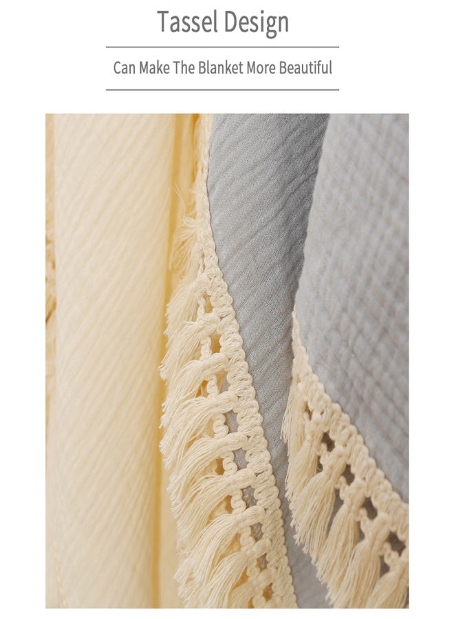100*120cm/ 39.4*47.2in Comfortable Baby Muslin Blanket Soft Newborn Baby Swaddle Blanket Skin-Friendly with Beautiful Tassel Decoration Receiving Blankets for Baby Boys Girls - Image 4