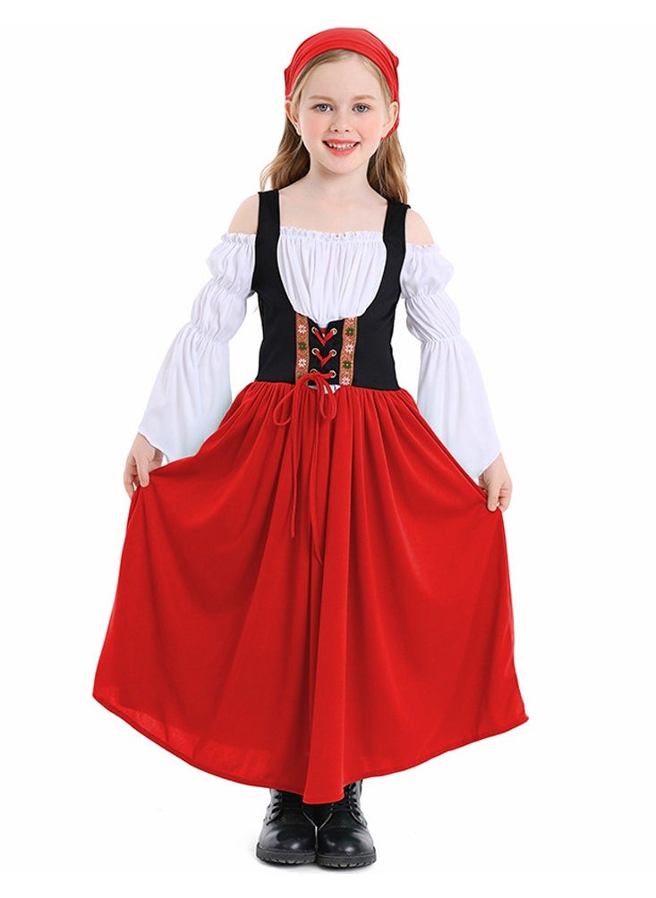 Al Aoyama - Girl's farm dress medieval-style Munich festival long dress, Germany Bavarian traditional costume - Image 1