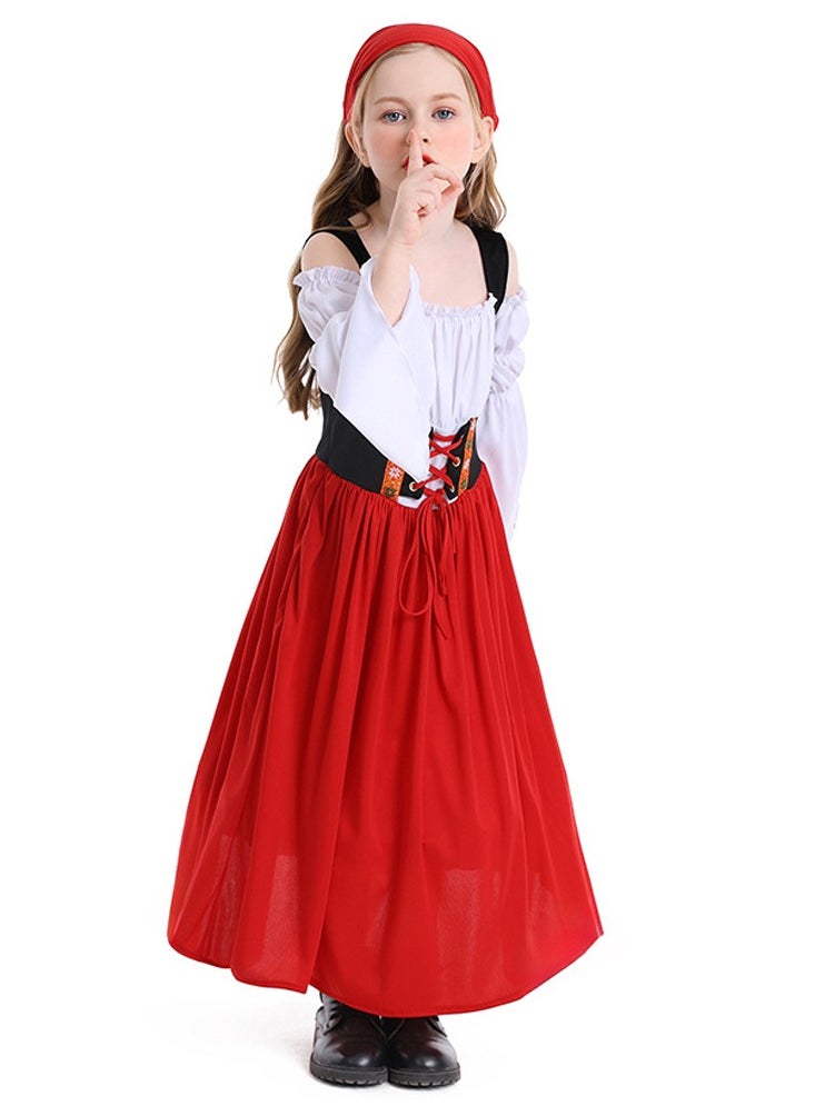Al Aoyama - Girl's farm dress medieval-style Munich festival long dress, Germany Bavarian traditional costume - Image 1