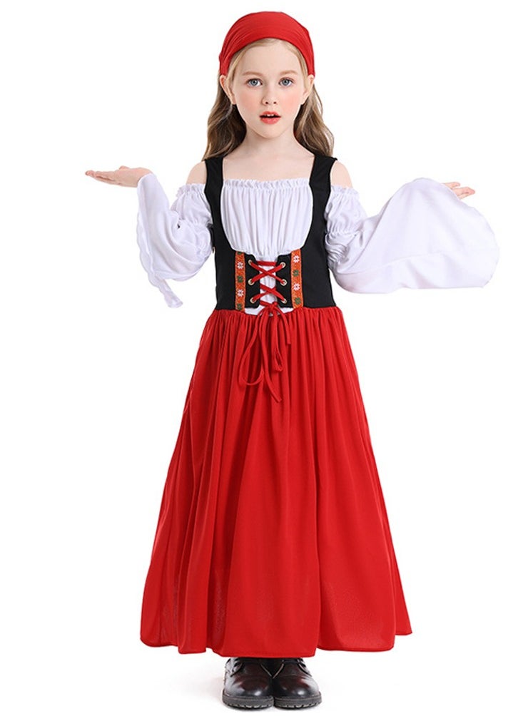Al Aoyama - Girl's farm dress medieval-style Munich festival long dress, Germany Bavarian traditional costume - Image 1