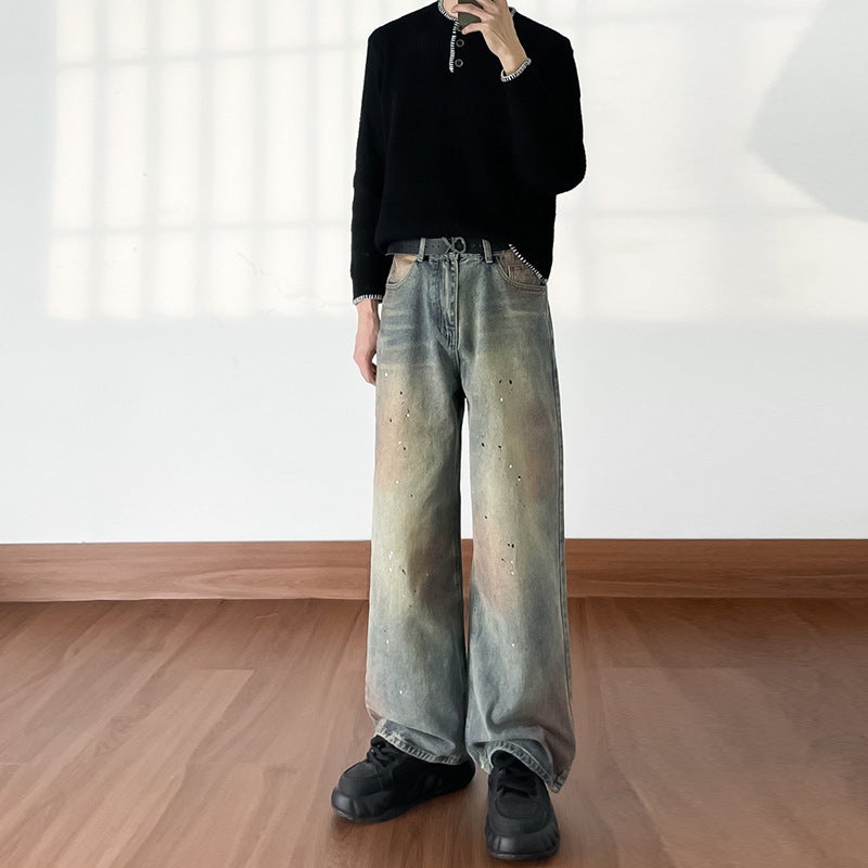 Unisex Classic Denim Jeans Loose Fit Daily Outdoor Wear - Image 1