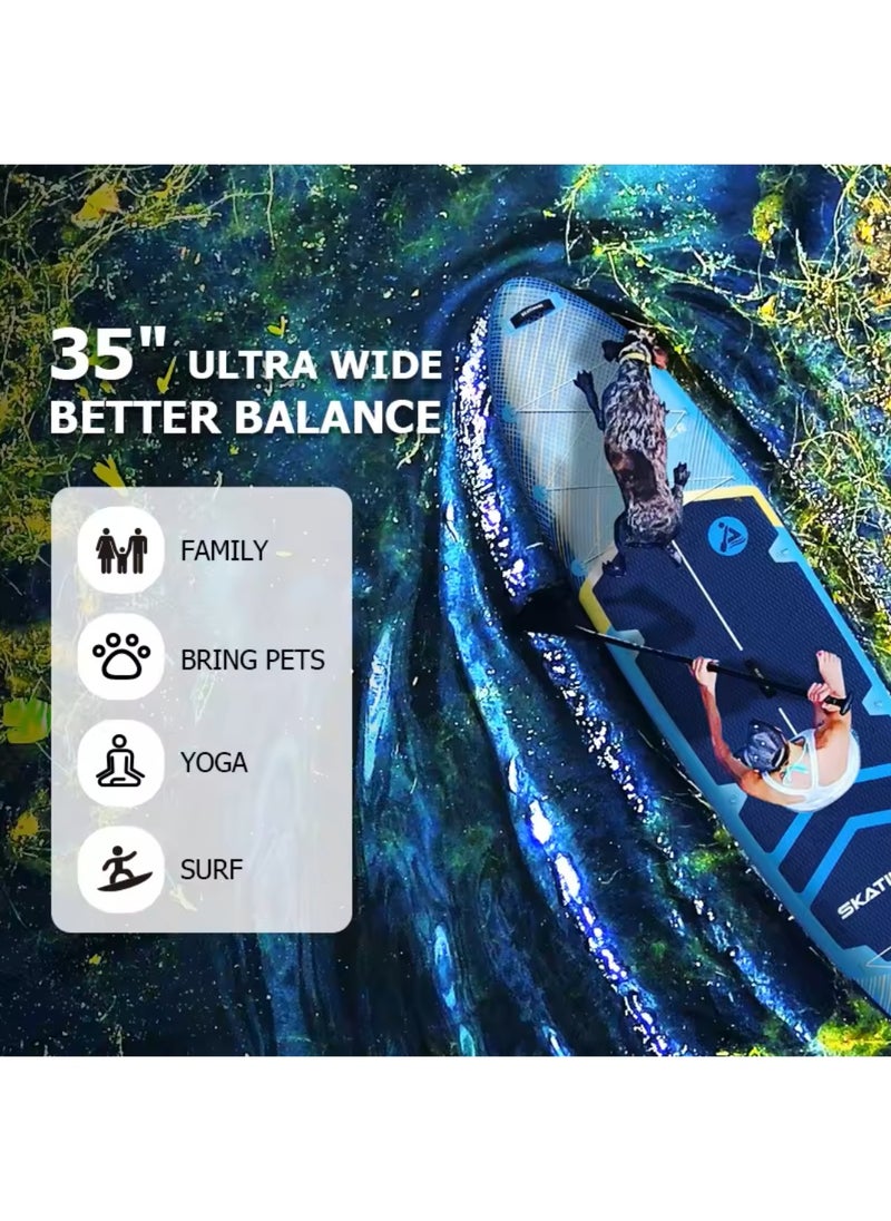 Skatinger Skatinger 11.6'-35"-6" Single Layer SUP Soft Standup Board Power Fin Paddle Board with Pump and Fins for Yoga, Fishing, Drifting, and Floating - Sky Blue  - Image 3