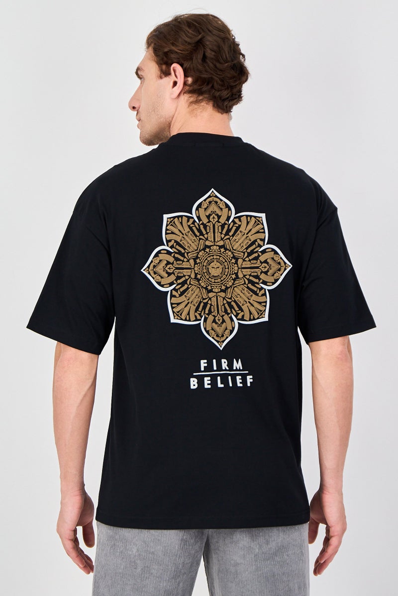 Ketch Men Crew Neck Short Sleeve Embroidered T-Shirt, Black - Image 3
