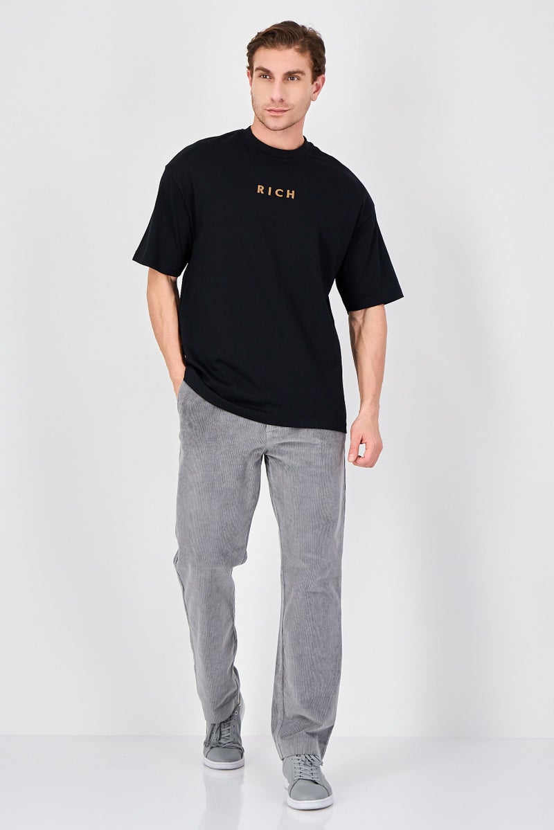 Ketch Men Crew Neck Short Sleeve Embroidered T-Shirt, Black - Image 4