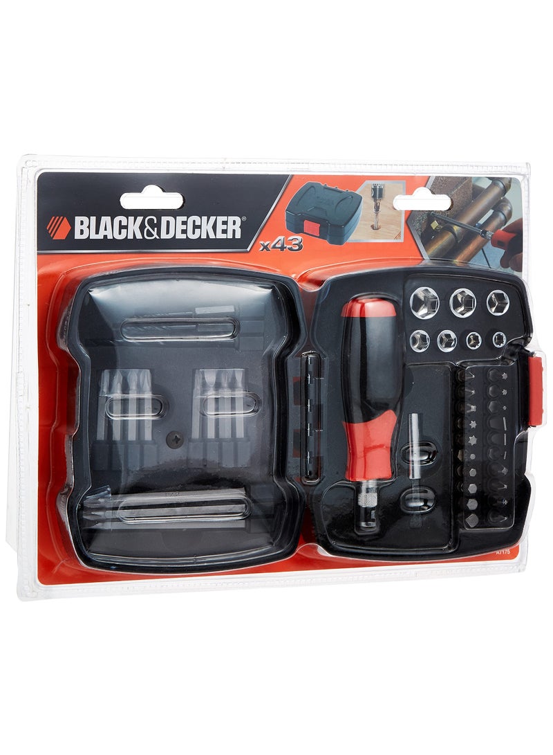 BLACK+DECKER A7175-XJ 43-Piece Screwdriver and Ratchet Bit Set with Magnetic Bit Holder – Manual Tool Kit for Home & Professional Use - Image 4