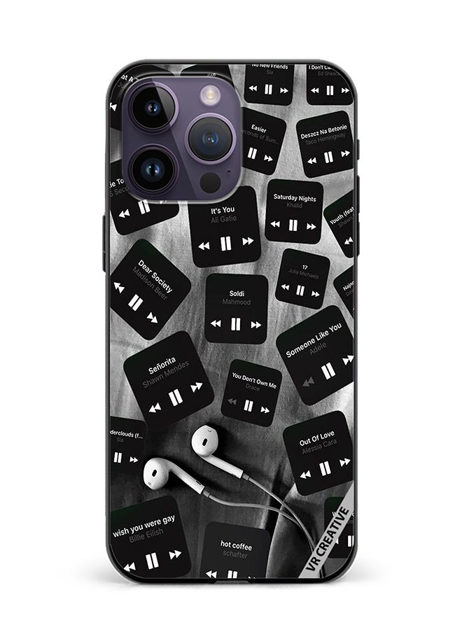 VR CREATIVE Protective Case Cover For Apple iPhone 16 Pro Max Black Music Tags Design Multicolour