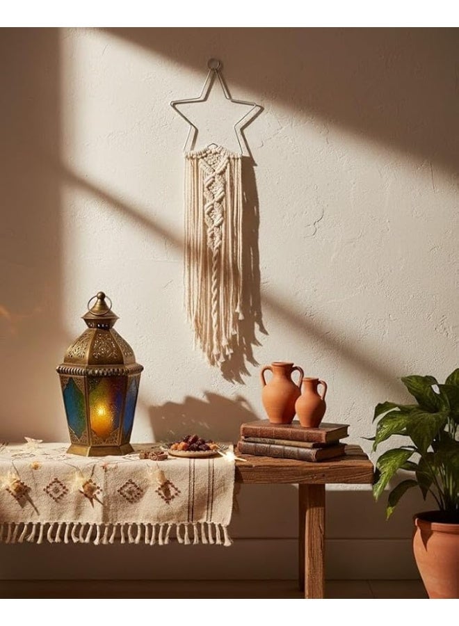 Macramé Star Hanging Décor – White - Image 3