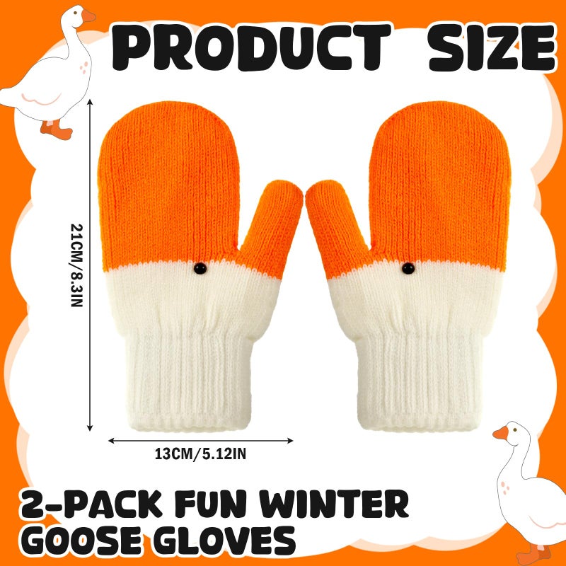 Yearntown Winter Goose Gloves Funny Novelty Women Gloves with Thermal Lining Cute Mittens for Goose Lover Gift (2 Pairs of,Short) - Image 3