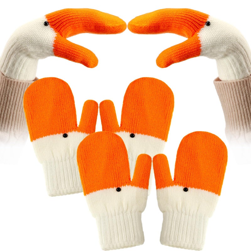 Yearntown Winter Goose Gloves Funny Novelty Women Gloves with Thermal Lining Cute Mittens for Goose Lover Gift (2 Pairs of,Short) - Image 1