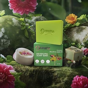 Demure AHA BHA PHA Tea Tree Soap Salicylic Acid Bar Exfoliating Soap for Face and Body cleansing Moisturizing effect Pores and Sebum Care for Sensitive Skin - Image 3
