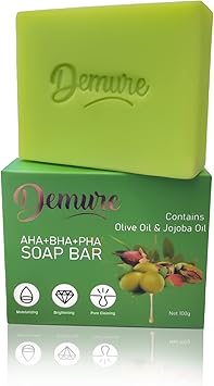 Demure AHA BHA PHA Tea Tree Soap Salicylic Acid Bar Exfoliating Soap for Face and Body cleansing Moisturizing effect Pores and Sebum Care for Sensitive Skin - Image 1