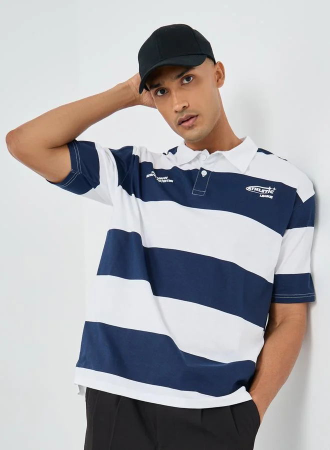 Styli Styli Men Striped Oversized Rugby Polo