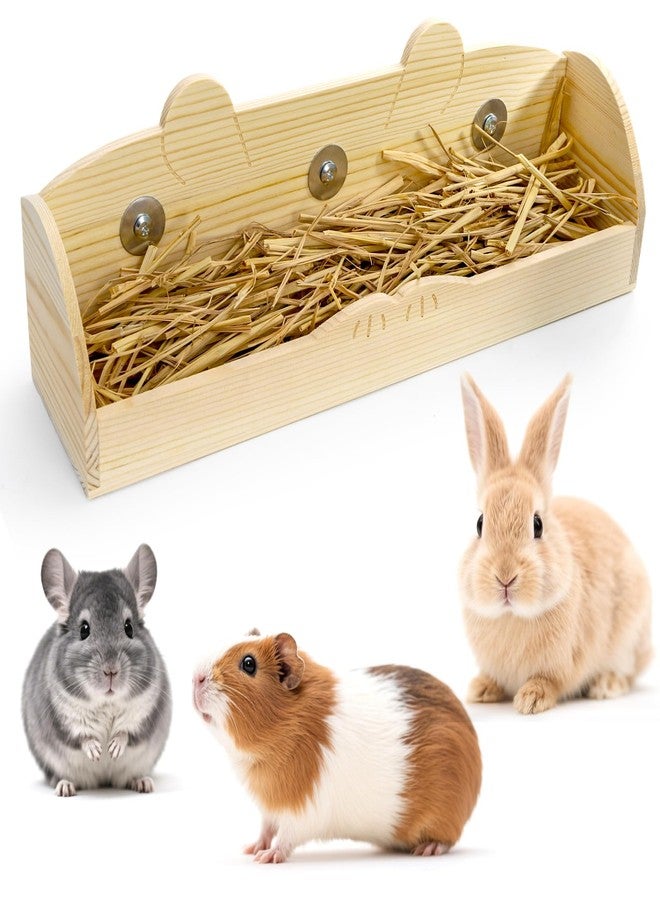 هيدوم معلف قش للأرانب من هيدوم، معلف خشبي لإطعام الأرانب، حامل قش للأرانب، موزع طعام يقلل من هدر الطعام للخنازير الغينية والشنشيلة والهامستر - Image 2