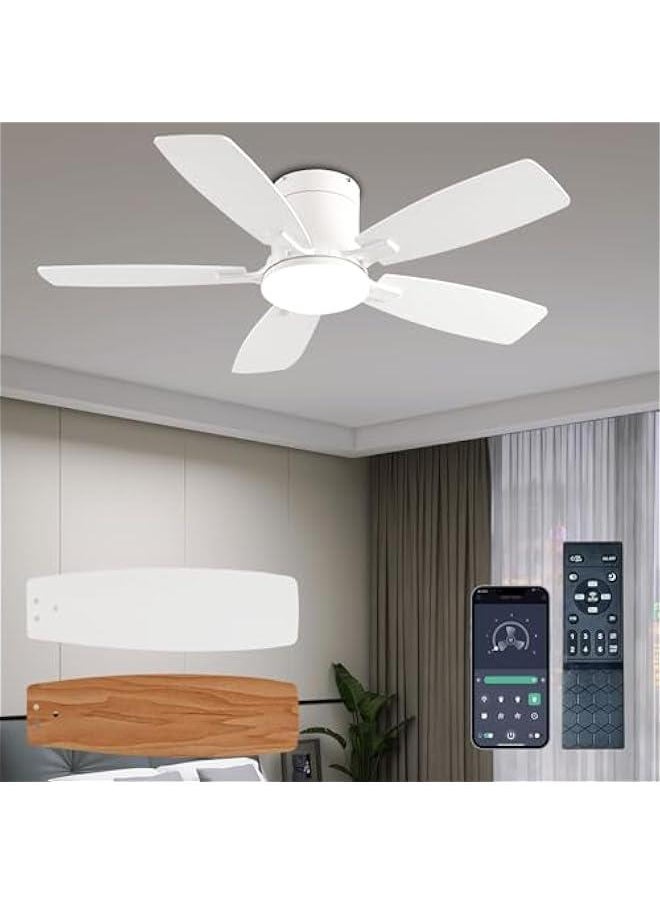 Arabest Low Profile 42 Ceiling Fan with Light & Remote Control - White, Reversible Motor, Dimmable - Indoor/Outdoor Bedroom Fan  - Image 1