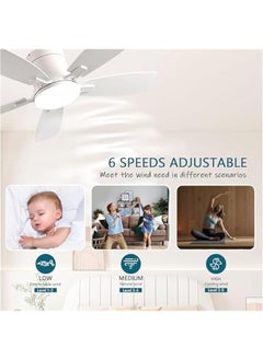 Arabest Low Profile 42 Ceiling Fan with Light & Remote Control - White, Reversible Motor, Dimmable - Indoor/Outdoor Bedroom Fan  - Image 3